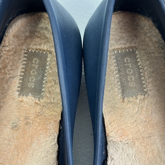 Crocs Olivia II Shoes Faux-Fur Lined Ballet Flat Dual Comfort Blue Slip-on 8 - Picture 7 of 9